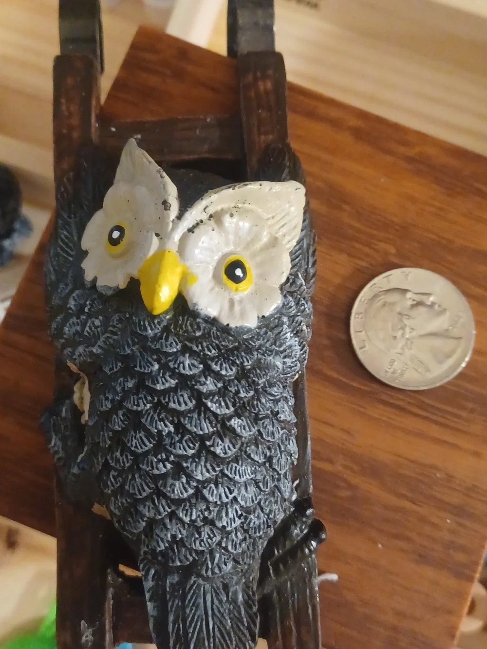 Decorative Owl Bird Figurine - Black and White